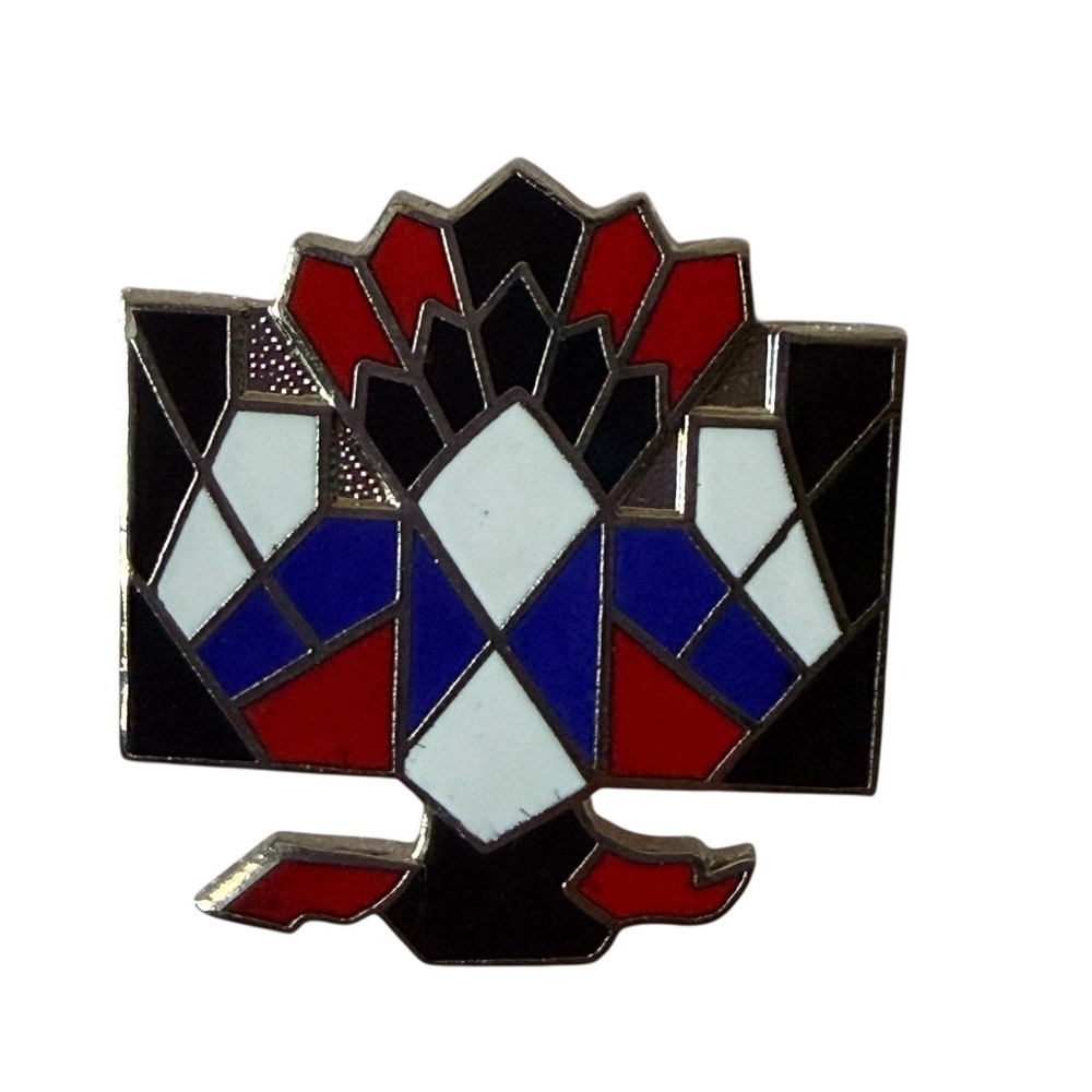 Vintage MAFCO‎ Enamel Lapel Pin Geometric Abstract Art Deco Style Red White Blue
